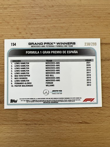 2022 Topps Cromo F1 Mini Rifrattore Diamanti #154 LEWIS HAMILTON #'ed/299 - Foto 2 di 2