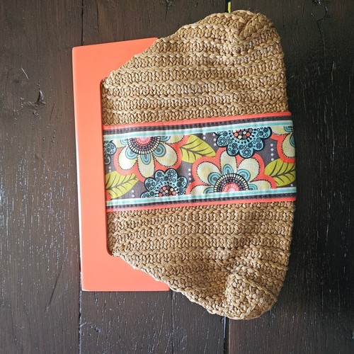 NEW Vera Bradley Straw floral orange wood handle clutch purse | eBay, * - Picture 2 of 3