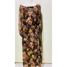 Tacera maxi dress peasant floral fall flare casual festive women's M