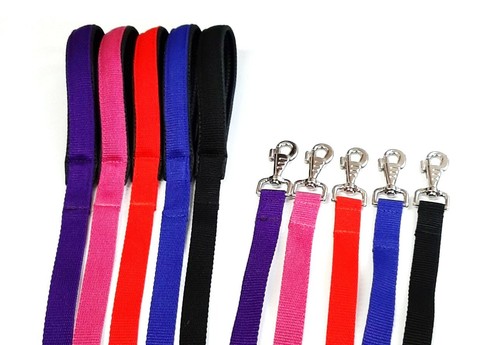 Dog Lead Padded Handle 45" 76" Short Leash 20 Colours Strong 25mm H/D Webbing - Picture 3 of 47