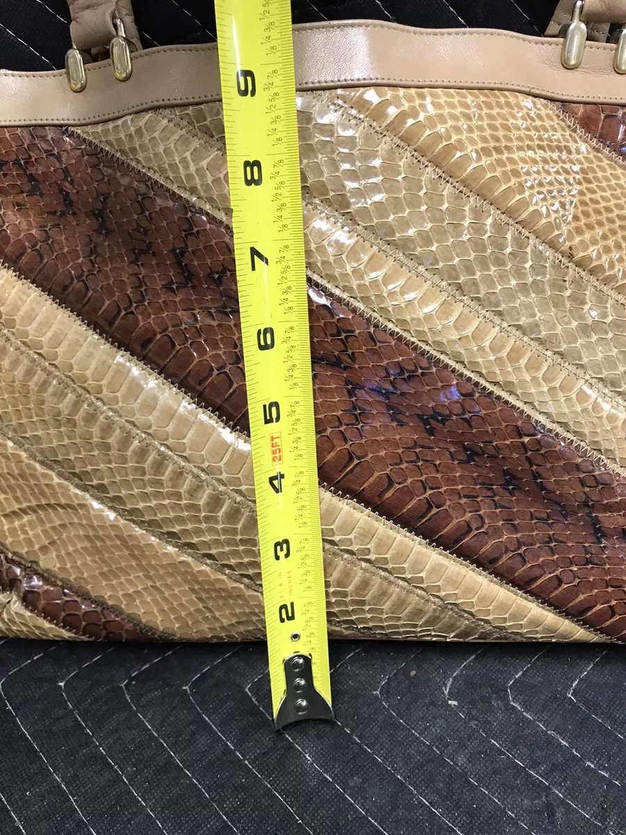 Vintage Palizzio Purse Handbag Python Snake Reptile Cream Color Leather
