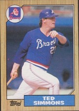 1987 Topps #516 Ted Simmons Atlanta Braves Baseball Card