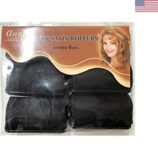 Silky Satin Foam Rollers 6 Count Black Jumbo 1-1/2 Inch 2 Pack