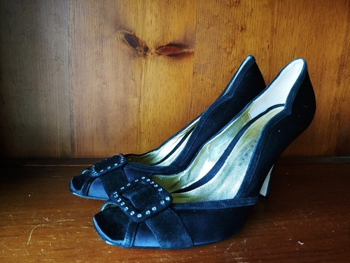 MARTINEZ VALERO Peep Toe Rhinestone Pumps High Heels Womens Shoes Sz 9.5 👣b5 - Picture 6 of 11