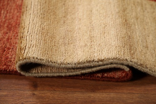 Orange/ Gold Geometric 7x10 Modern Gabbeh Area Rug Hand-knotted Carpet - Picture 11 of 12