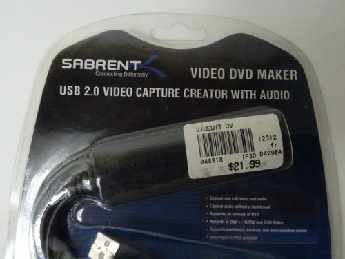 Sabrent USB 2.0 Video/Audio Capture DVD Maker Adapter USB-AVCPT NOWY - Zdjęcie 2 z 3