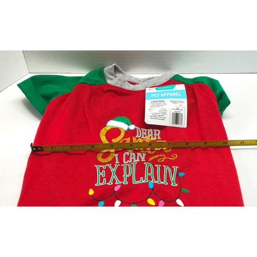 Hund Weihnachtskostüm rotes Shirt Größe Large Lieber Weihnachtsmann Ich kann erklären Neu mit Etikett - Bild 8 von 9