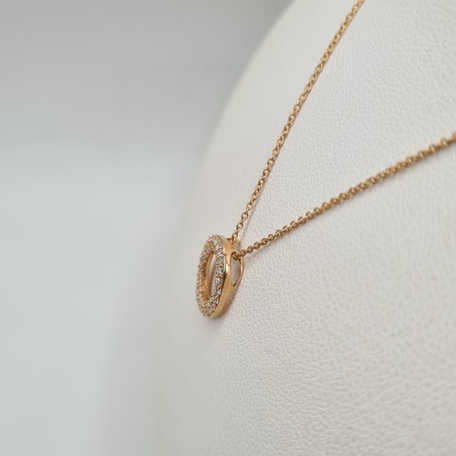 Collier or rose 18 carats cercle en diamants - Picture 2 of 6