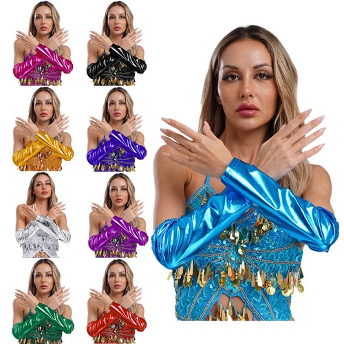 Womens Shiny Metallic Fingerless Gloves Long Gloves Tea Party Opera Accessories - Bild 3 von 84