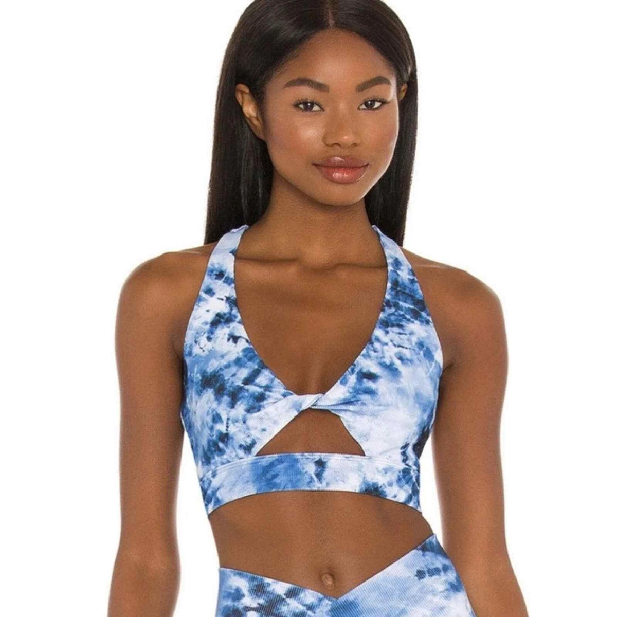 Beach Riot Women's Twist Sports Bra Size Small in Indigo Tie Dye