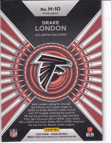 2023 Panini Prizm Hype Green Ice Prizm #H-10 - Drake London - Atlanta Falcons - Bild 3 von 3