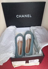 CHANEL Ballerines Cambon Jean bleu clair Chanel vintage chaussures taille 36,5