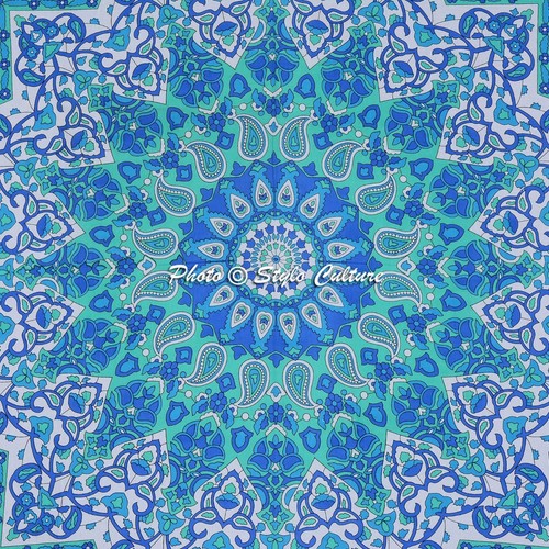 Mandala Tapestry Green Twin Printed Wall Decor Cotton Dorm Room Hippie Throw - Picture 3 of 3