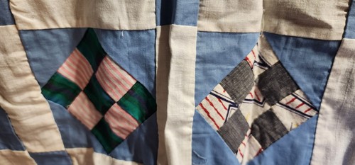 Quilt Top Feedsack old Shirts 78"X 31.5" flowers roosters birds kitsch Cottage - Photo 5 sur 13