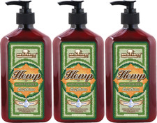 Malibu Tan HEMP BODY LOTION for Dry Skin Hemp Moisturizer, 3-Pack 18 fl oz each