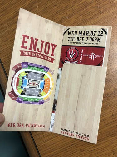 2012 TORONTO RAPTORS PAAR UNBENUTZTE BASKETBALLTICKETS GEGEN HOUSTON BEIGEFÜGT - Bild 2 von 7
