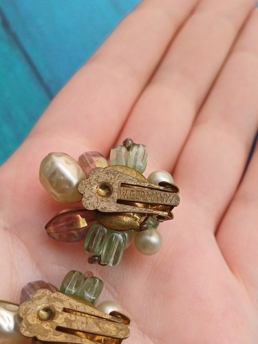 Vintage Stunning Signed West Germany Wired Imitation Pearl & Green Beaded... - Picture 10 of 13