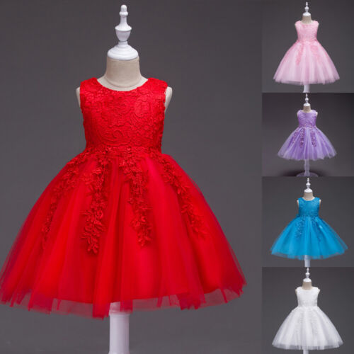 Kids Girls Sparkle Belt Sequins Lace Flower Girl Bridesmaid Wedding Party Dress