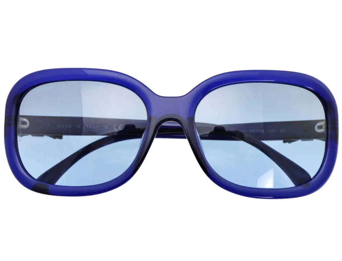 New CHANEL CH 5280-Q 503/S2 58mm Blue Leather Bow Butterfly  display picture 2