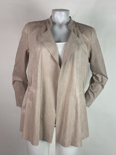 Soft Surroundings Medium Light Brown Faux Suede Open or Cinch Waist Jacket Boho - Picture 5 of 11