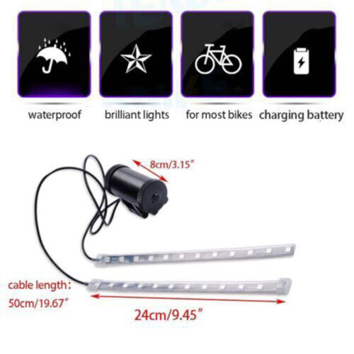 Waterproof Multicolor USB Rechargeable Bright LED Bicycle Bike Frame Light Strip - Picture 2 of 7