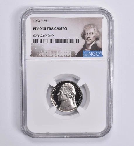 PF69 UCam 1987-S Jefferson Nickel 5c NGC Special Lbl