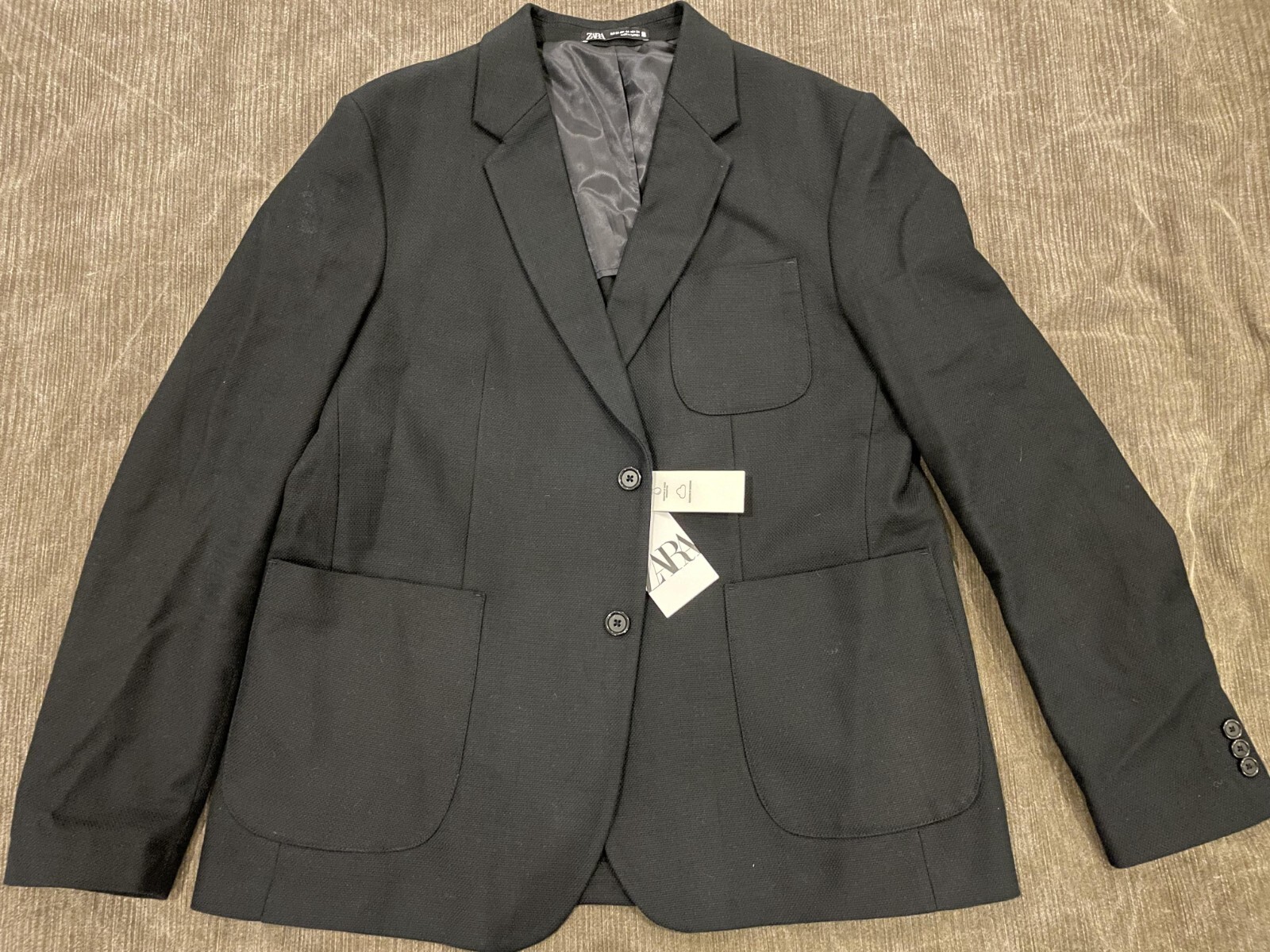 Zara Men's Dark Navy Textured Blazer UK44/EU54 - BNWT Regular Fit