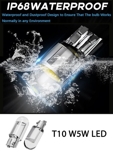 T10 W5W 194 Glass Housing LED Lamp Car Bulb White Wedge License Plate Lamp 10Pcs - Picture 31 of 46