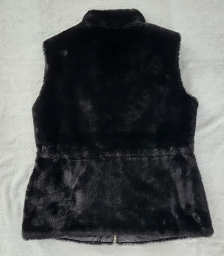 NWT Arleen GUESS Women's Reversible Faux Fur Vest Jacket Black fall winter M - Picture 4 of 6