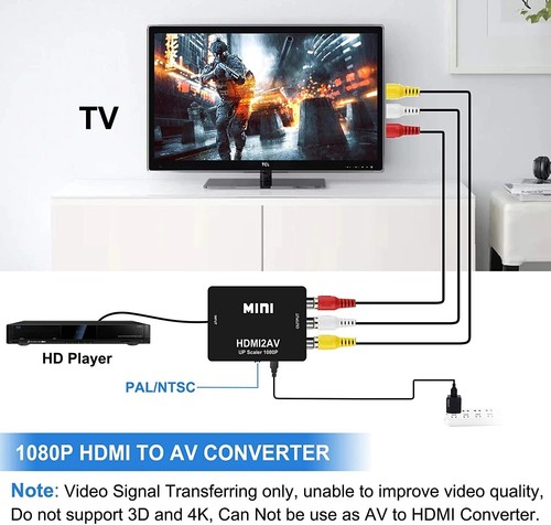 Cavo convertitore adattatore HDMI a RCA AV CVBS 3RCA 1080P audio video composito - Foto 8 di 13