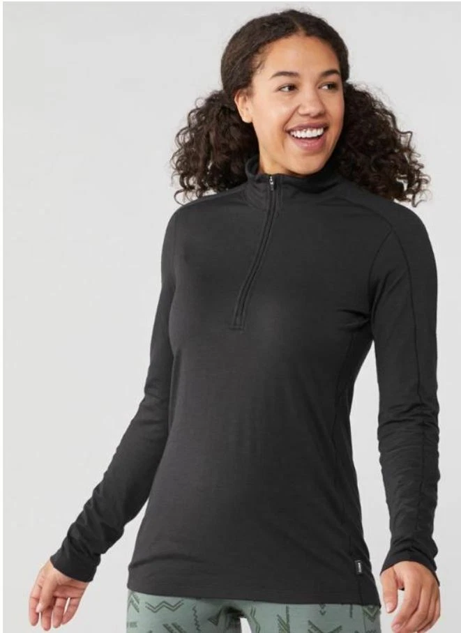 REI Co-op Merino Wool 185 Long-Sleeve Half-Zip Base Layer Women NWT Small Black