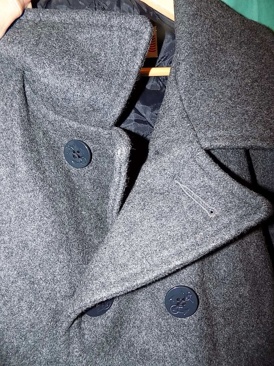NEW! SCHOTT NYC N740 GRAY PEACOAT, LINED, 10 US NAVY BUTTONS