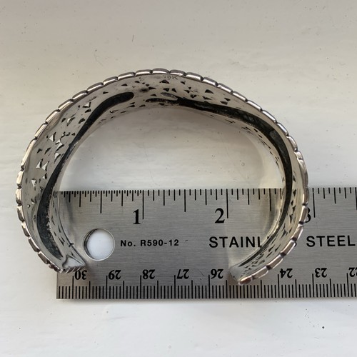 Solid Sterling Silver Signed “G” Or “J” 925 18k Dragon Cuff Bracelet - Picture 12 of 15