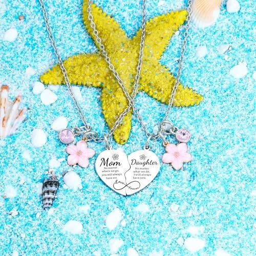 Mother Daughter Heart Necklace Set Perfect Mothers Day Gift For Mom - Picture 3 of 5