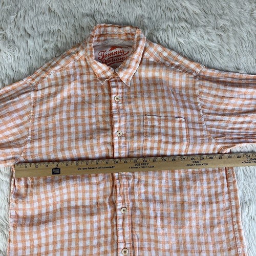Tommy Bahama Men's Orange Plaid Point Collar Long Sleeve Button Up Size Large - Picture 11 of 22