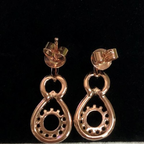 Pendientes de gota de diamante natural semi montaje redondos 6 mm liso oro rosa 14 K - Imagen 4 de 6