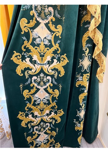 Custom European luxury velvet green cloth blackout curtain valance drape C997 - Picture 11 of 12