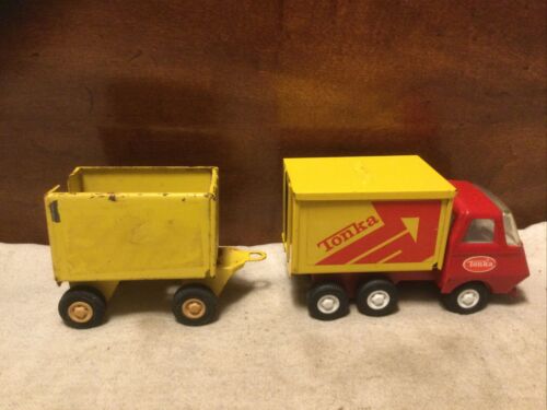 Vintage 1970’s Mini Tonka Pressed Steel Delivery Van Truck W/Matching Trailer - Picture 2 of 9