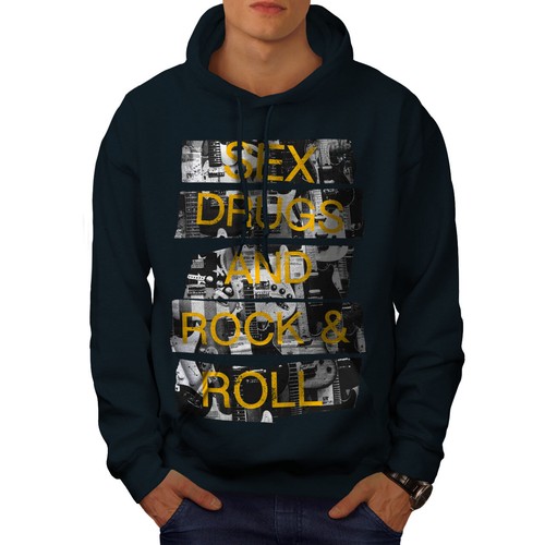 Wellcoda Sex Drugs Rock Roll Free Mens Hoodie