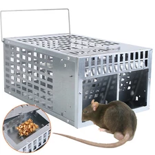 Humane Live Rat Trap Cage Automatic Trap Squirrel Rodent Double Bait Positions