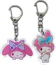 My Melody Keychain Bag Charm - Blue Bow Key Holder SET OF 2, Stocking Stuffer