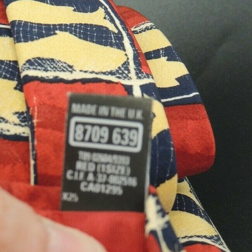 Marks & Spencer Silk Fish Tie Red & Blue Gold Fish Marine Biologist Fisherman - Picture 11 of 12
