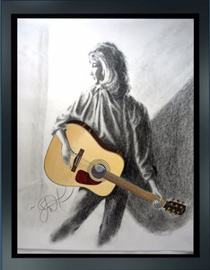 034-GUITAR-GAL-034-11-034-x-14-034-Framed-Wall-Art-on-Canvas-Mixed-Media-by-Kirkley