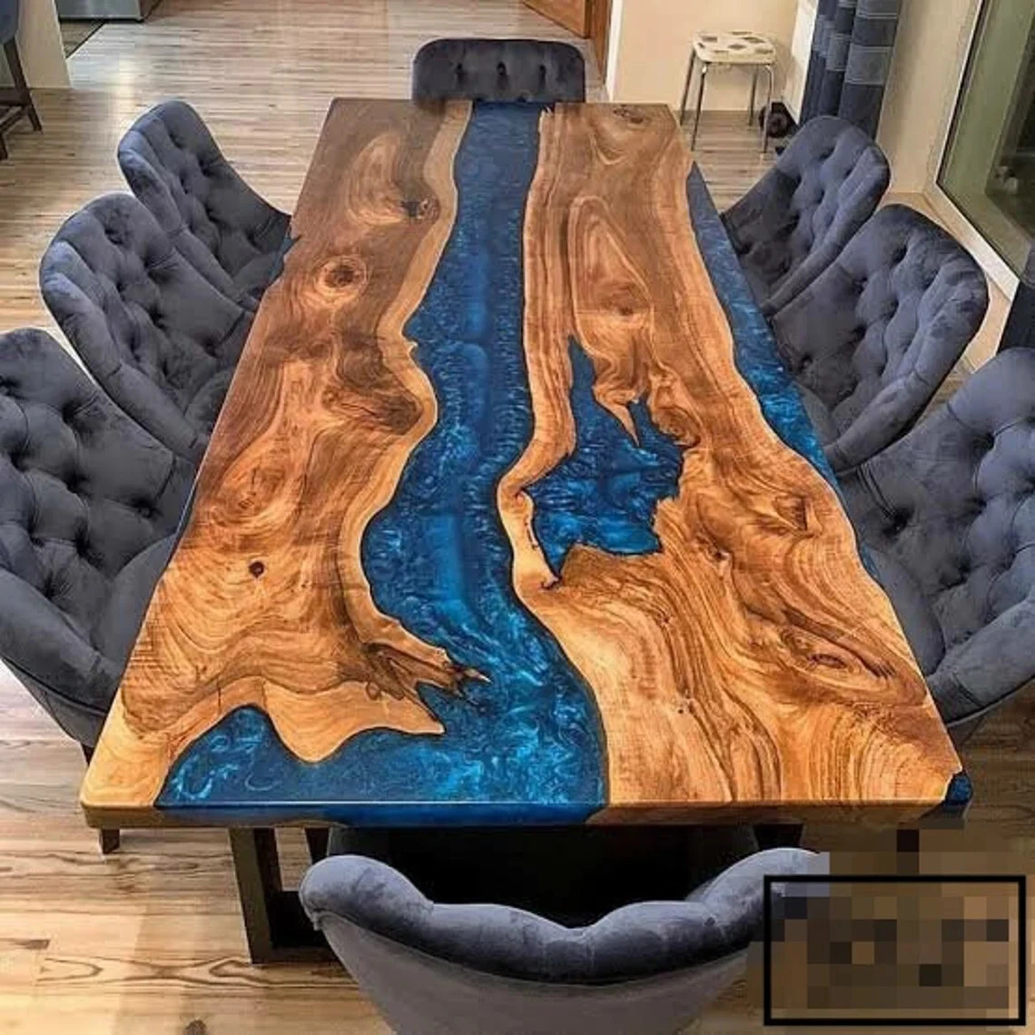 Clear Blue Epoxy Resin Dining Table Top, Epoxy Resin Center Table Top, Wood  Deco