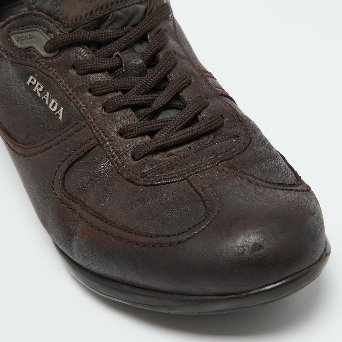 Prada Sport Dark Brown Leather Low Top Sneakers Size 42 | eBay Prada Sport Dark Brown Leather Low Top Sneakers Size 42 | eBay