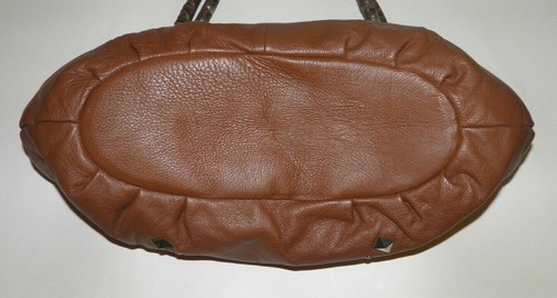 CHARM AND LUCK BROWN LEATHER RHINESTONE STUDDED BAG SATCHEL PURSE HAND BAG - Bild 6 von 6