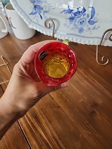 Kanawha Amberina Nagellack 3,3/4" Krug Glas Milchkännchen Sirup LEUCHTET - Bild 9 von 12