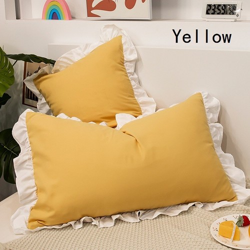 2PCS Kissenbezug Heim Bettwäsche Dekor Weiß Rüschen Baumwollmischung Weich - Bild 11 von 20