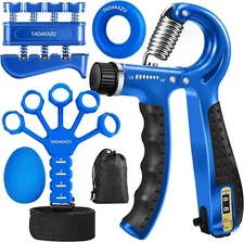 Grip Strength Trainer Kit (5 Pack) Hand Strengthener, Finger Blue 