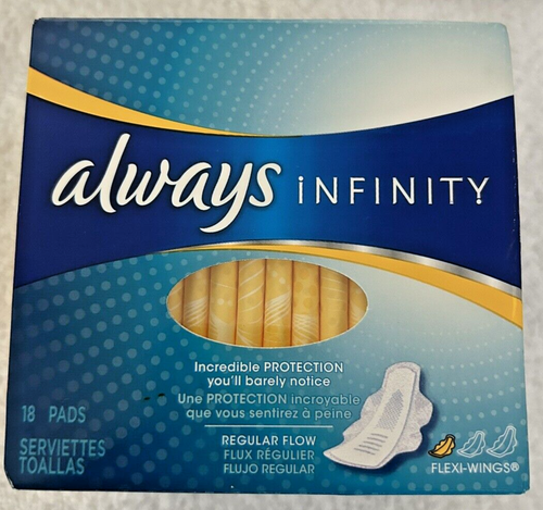 Neu mit Etikett Always Infinity Regular Flow Pads Flügel 18 Stück Box ungeöffnet - Bild 1 von 4